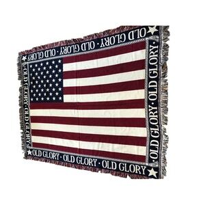 Old Glory American Flag Throw Blanket Tapestry Patriot Afghan 69" X 52"